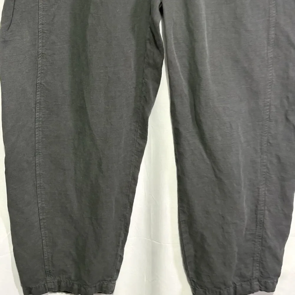 C&C California Linen Blend Pull On Pants Women XL Faded Black Coastal Lagenlook